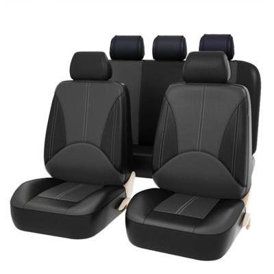 China Sports Waterproof Universal PU PVC Leather Auto Seat Cover Black Car Set Factory Direct Luxury Full Set Accept Customized Logo 9pcs/set for sale