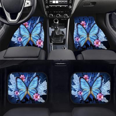 China High Quality Sports 1set 4 Pcs Flower Butterfly Car Decoration Floor Mat Universal Floor Mat Fashion Car Pattern Sheet for sale