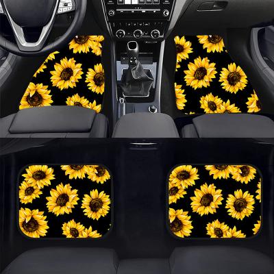 China Universal Car Pattern Sports Floor Mats Fashion Sunflower Sunflower Print Car Decoration Rubber Floor Mat for sale