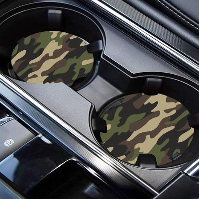 China Viable Custom Logo Thicken Car Coaster Decoration Camouflage Car Coaster Fashion Camouflage Pattern Car Coaster for sale