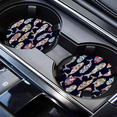 China Viable wholesale colorful thicken fish car coaster decoration fashion flower car coaster cute flower fish pattern car coaster for sale