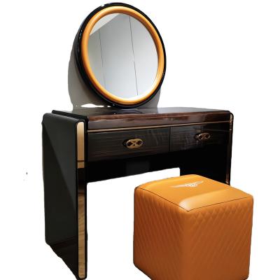 China Modular Bedroom Furniture Dresser Modern Classic Design Style Luxury Leather Solid Wood Dresser with Mirror for sale