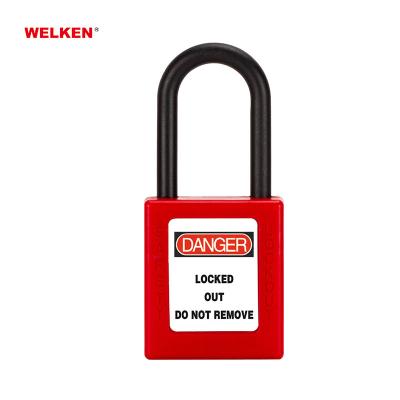 China Red ABS 76MM Padlock 38MM Plastic ABS LOTO Body Security Lockout Tagout Lock Padlock With Different Locked Locked Same for sale