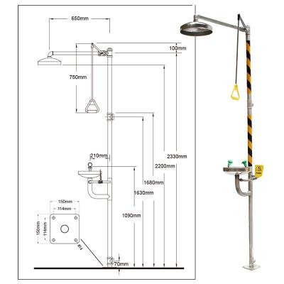 China Industrial Emergency Eyewash Station With Shower Combination Eye Wash Station And Shower Eye&Face System Seal Referral 304 Stainless Steel for sale