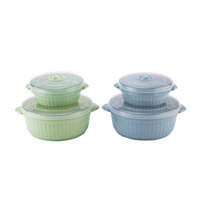 China 2PC Stored Set Airtight Food Container Set Plastic PP Storage Boxes Vent Microwave Food Container Set for sale