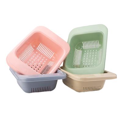 China Sustainable Vegetable Rectangular Plastic Fruit Colander Flat Plastic Strainer Colander for sale