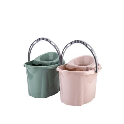 China Economical PP Custom Design Cinnamon Green 12 Liter Plastic Mop Bucket Broom for sale