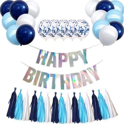 China Wholesale Party Decoration Factory Happy Birthday Background Party Supplies Macaron Confetti Balloon Banner Baby Boy Shower Paper Layout for sale