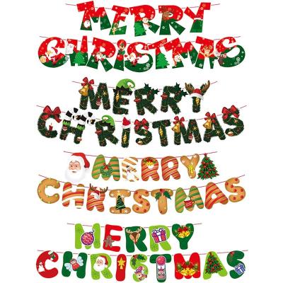 China Garland Home Xmas Flag Banner Christmas Party Decoration Tree 2022 New Products Christmas Banner Pull for sale