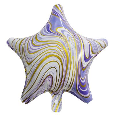 China New Design Reusable 18 Inch Marble Pattern Agate Foil Heart Star Helium Balloons Globos For Party Wedding Decoration for sale