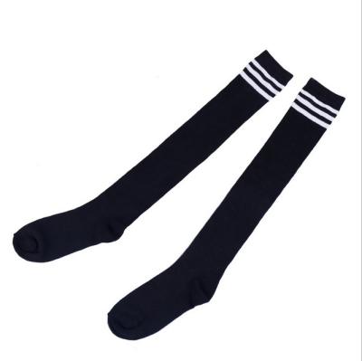 China Girls Antibacterial Tube Cotton Patterns Long Explosion Socks High Three Bars Students Over The Knee Socks for sale