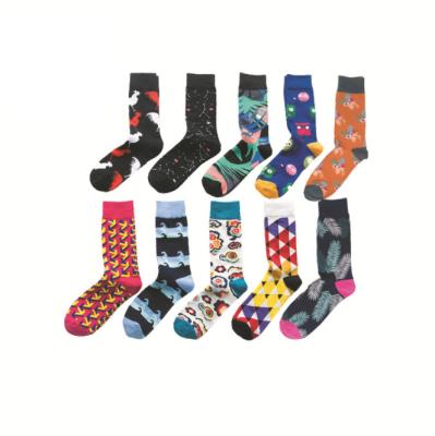 China Sustainable Factory Geometric Custom Dress Combed Cotton Fancy Mens Socks for sale