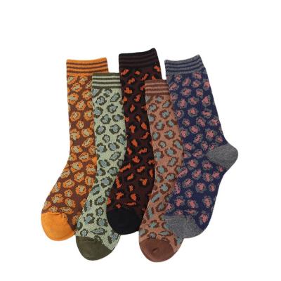 China QUICK DRY custom knit socks leopard print combed cotton tube socks women winter sock bottom ladies socks for sale