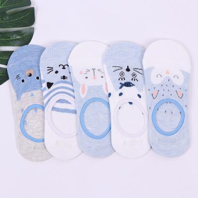 China Antibacterial Wholesale Animal Happy Women Cute Invisible Boat Pattern Ankle Socks for sale