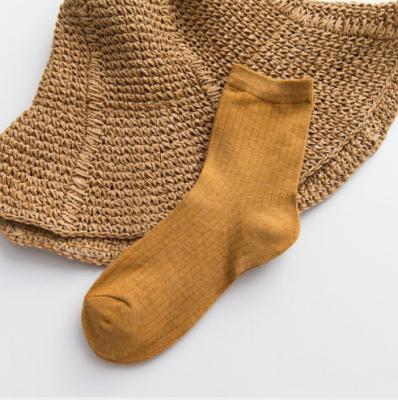 China Viable Women Solid Colors Double Needle Socks For Girls Fall Color Custom Socks In Stock for sale