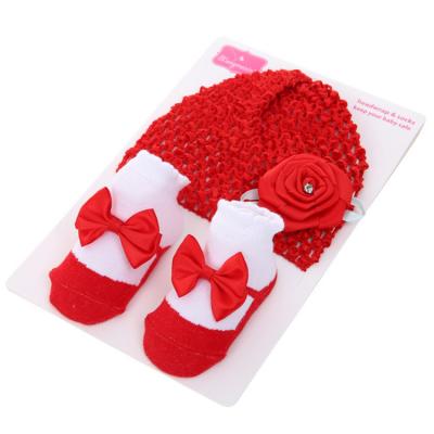 China Summer Princess Bow Solid Color Flower Costume Baby Hats Breathable Newborn Knitted Cute Socks QUICK DRY for sale