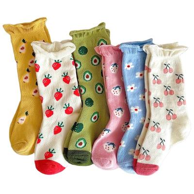 China Packed 3 Sweat-absorbent Baby Fruit Cute Cotton Mid-Calf Tube Socks for sale