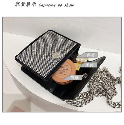 China 2021 Fashion Retro Small Rhinestone Messenger Bag All-match Chain Bag Square Bag for sale