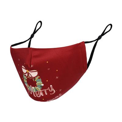 China Comfortable Fit Adjustable Earloop Logo Reusable Cloth Fabric Face Custom Cover Up Red Color Christmas Mask for sale