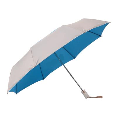 China 8 Full Automatic Foldable Inverted Rain Proof 3 Panels Foldable UV Umbrella Light Weight Compact Umbrella for sale