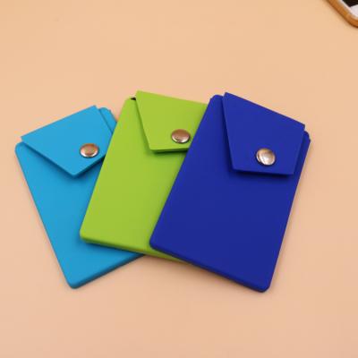 China 2019 eco-friendly colorful button id card holder and name card holder case for credit phone silicone card holder for sale