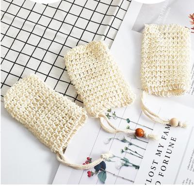 China All Natural Soap Exfoliating Hand Made Sisal Mesh Soap Bag Natural Soap Saver Bags With Drawstring For Bath And Shower Use for sale