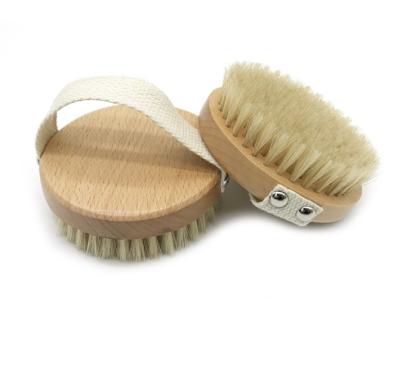 China Wooden Beach Boar Bristle Brush for Bath Wet and Dry Scrubber for sale