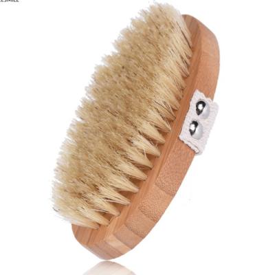 China Body Scrubber Bamboo Exfoliator Skin Scrub Brush With Natural Bristle And Massage For Shower Bath for sale