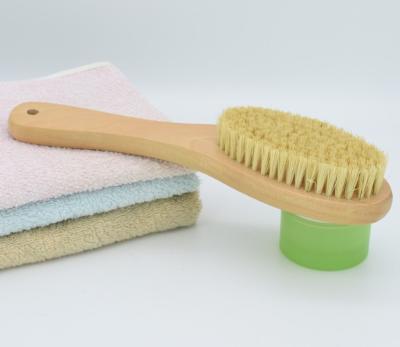 China Long Wooden Handle Wooden Steep Sisal Vegan Curve Brush Dry Exfoliating Scrub Body Brush for sale