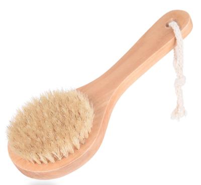 China Long Handle Body Shower Natural Medium Wooden Bath Brush Back Bristle Scrubber Brush With Round Head for sale