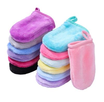 China Sustainable Microfiber Face Cleaning Gloves Reusable Facial Tissue Pads Makeup Remover Glove for sale