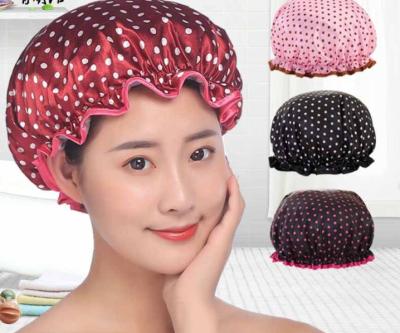 China Sustainable Shower Cap Women Waterproof Bath Caps , Reusable Double Layer Bathing Hair Caps for sale