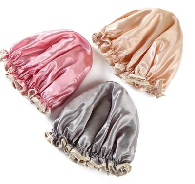 China Sustainable Beauty Salon Spa Shower Caps , Waterproof Double Layers Bathing Shower Cap Hair Protection for sale