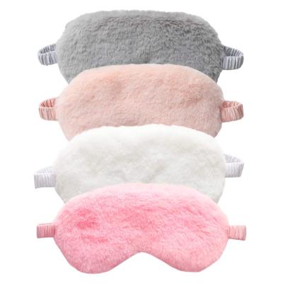 China New Dark Circles Soft Faux Fur Eye Mask Plush Nap Eye Shade Sleep Blindfold for sale