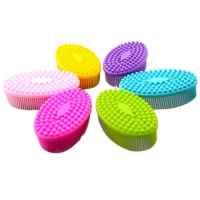 China EXFOLIATE Baby Hair Loofah Brush Soft Silicone Bath Shower Back Silicone Scrubber Brush for Women Men Baby for sale