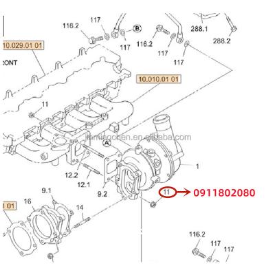 China ISUZU for sumitomo excavator spare parts CNH excavator parts NPR75 4HK1T 0911802080 turbocharger nut 0-911802080 genuine original isuzu and case for sale