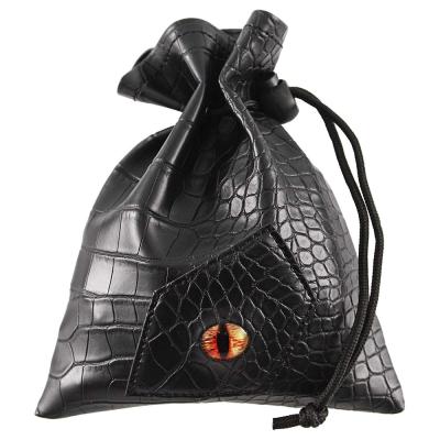 China DND Eco-Friendly Premium Quality Leather Dice Pouch Forged Dragon Eye Drawstring Dice Bag for sale