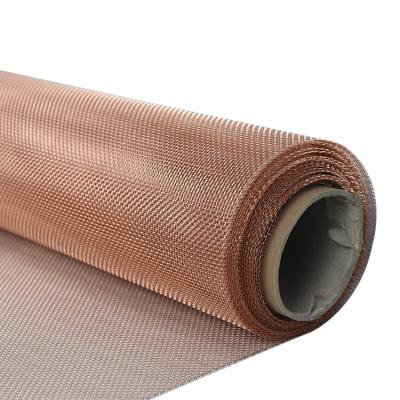 China Red Plain Weave Faraday Cage Screen Copper Wire Mesh for sale