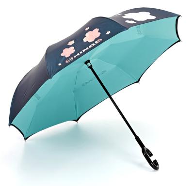 China Minimalist OEM Multi Color Smart Reverse Upside Down Umbrella Double Layer With Custom Logo for sale