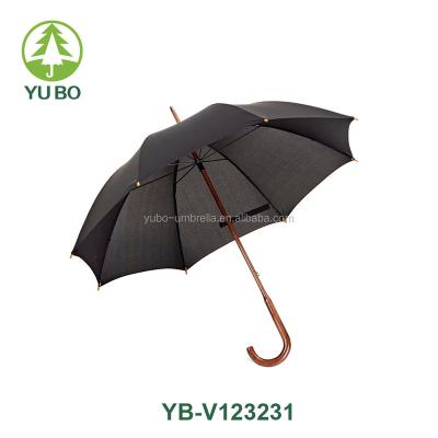 China Custom Copy 23 Inch Promotion Minimalist Automatic Open Wooden Straight Umbrella for sale