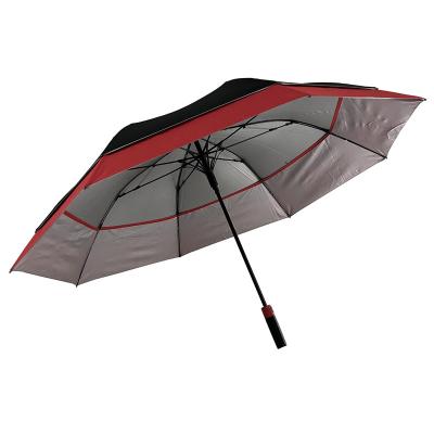 China 28 Inch Silver Umbrella Minimalist UV Protection Cloth Golf Umbrella Double Layers for sale