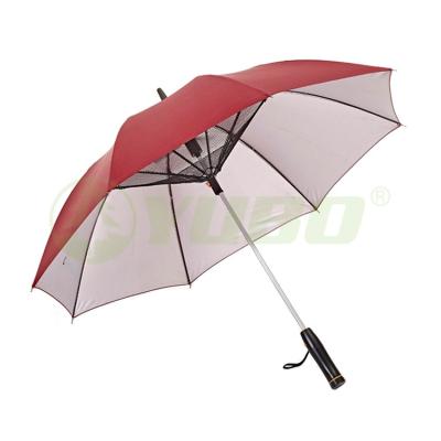 China 23 Inch 8k Silver Manual Open Custom UV Coated Outside Solar Panel Fan Umbrella for sale