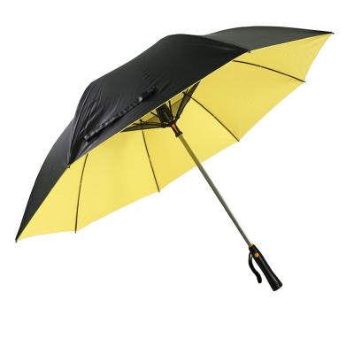 China 27 Inch 8k Black Manual Open UV Coated Outside Solar Panel Fan Umbrella For Summer for sale