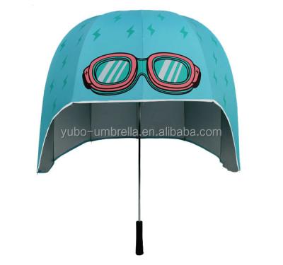 China Minimalist Waterproof Umbrella Straight Handbook Open Helmet Shape Cartoon Helmet Umbrella for sale