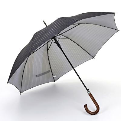 China Minimalist YUBO 23 Inch Wooden Handle Printing Custom OEM Golf Waterproof Umbrella With Logo Straight Umbrella for sale