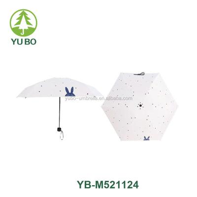 China Minimalist Mini Pocket 5 Fold Umbrella With Black Color UV Protection Coating for sale