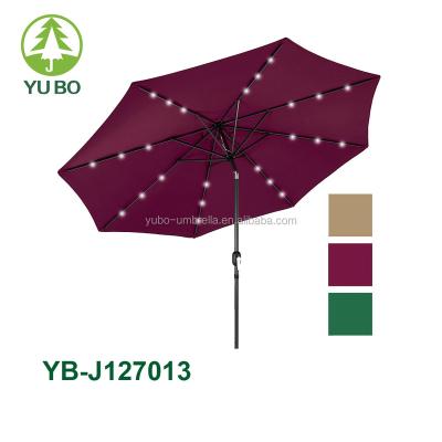 China Best Choice Manual Open Steel LED Polyester Light Open Patio Umbrella for sale