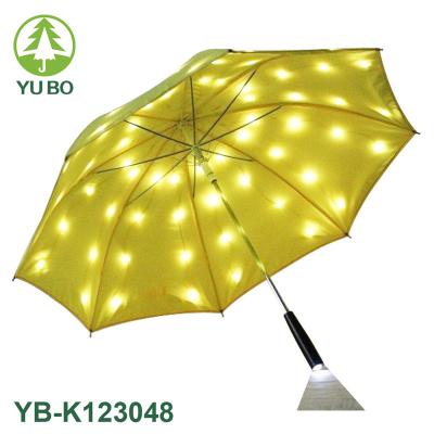 China Automatic Open Yellow Color Glow In The Dark Flash Umbrella Led , Lighting Led Flying Umbrella for sale