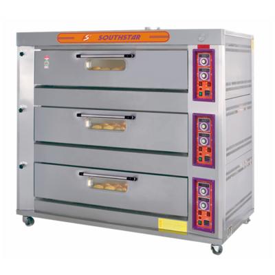 China Commercial Bakery Gas Deck Oven With 3 Decks 9 Trays For Supermarket&Hotel for sale