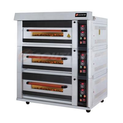 China elegant & 100% Manufacturer Commercial Luxurious Gas Oven with 3 Decks 6 Trays for Bread or Pizza for sale